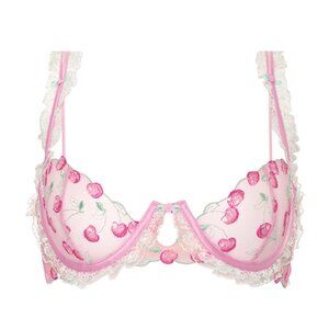 For Love And Lemons Cherry Embroidered Bra